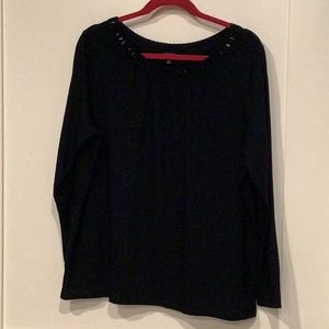 Talbots blouse with three-quarter sleeve with bejeweled neckline size 1X